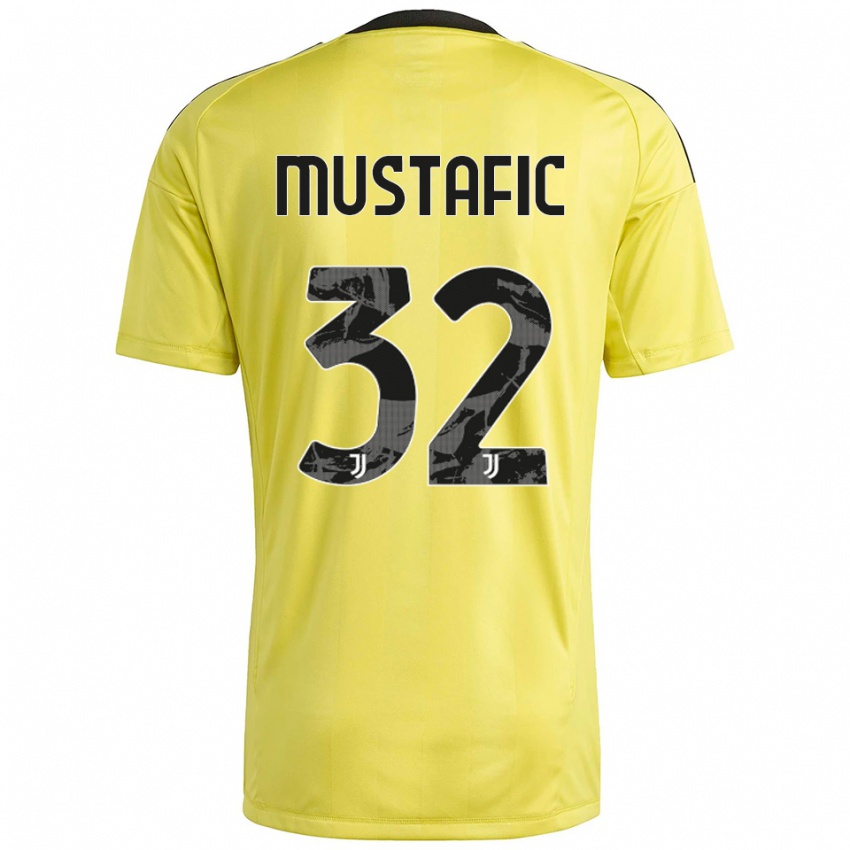 ילדים Emma Mustafic #32 לבן צהוב חולצת שוער 2025/26 חולצה קצרה