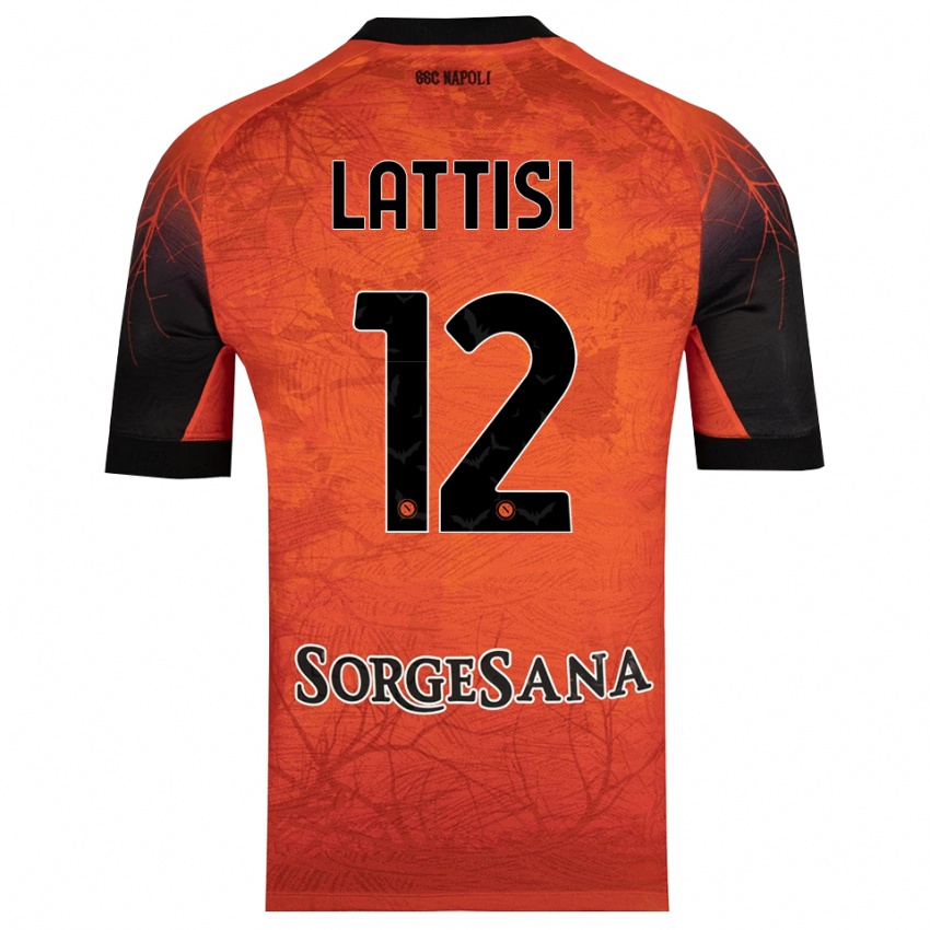 ילדים Francesco Lattisi #12 שחור אדום כתום חולצת שוער 2025/26 חולצה קצרה