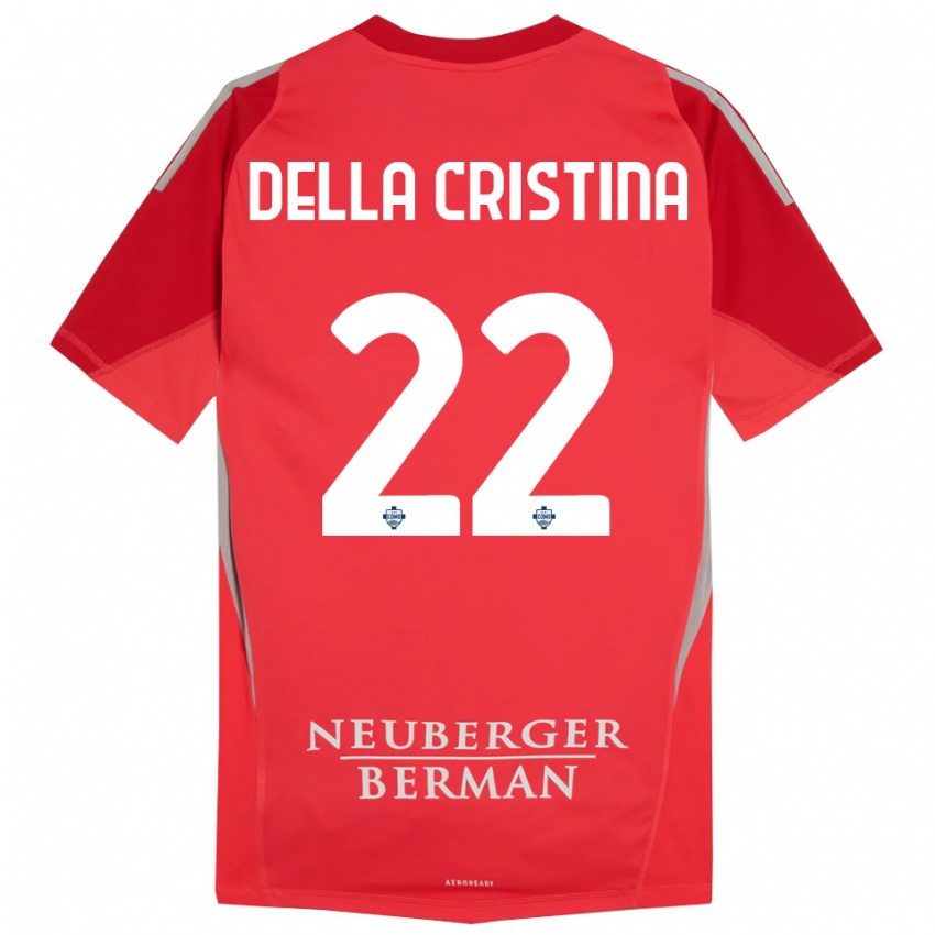 ילדים Stefano Della Cristina #22 אפור אדום חולצת שוער 2025/26 חולצה קצרה