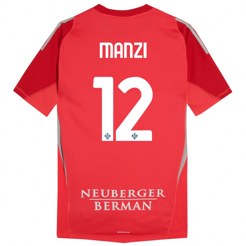 ילדים Federico Manzi #12 אפור אדום חולצת שוער 2025/26 חולצה קצרה