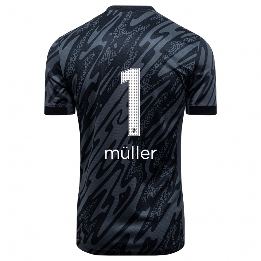 ילדים Philipp Müller #1 שחור לבן חולצת שוער 2025/26 חולצה קצרה