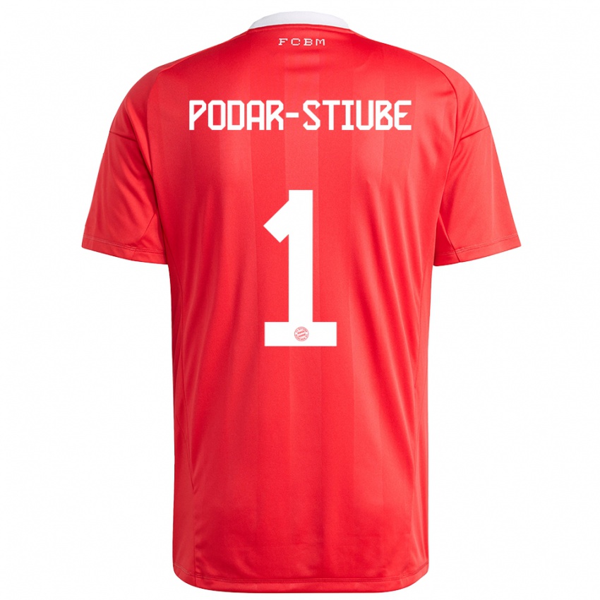 ילדים David Podar-Stiube #1 לבן אדום חולצת שוער 2025/26 חולצה קצרה