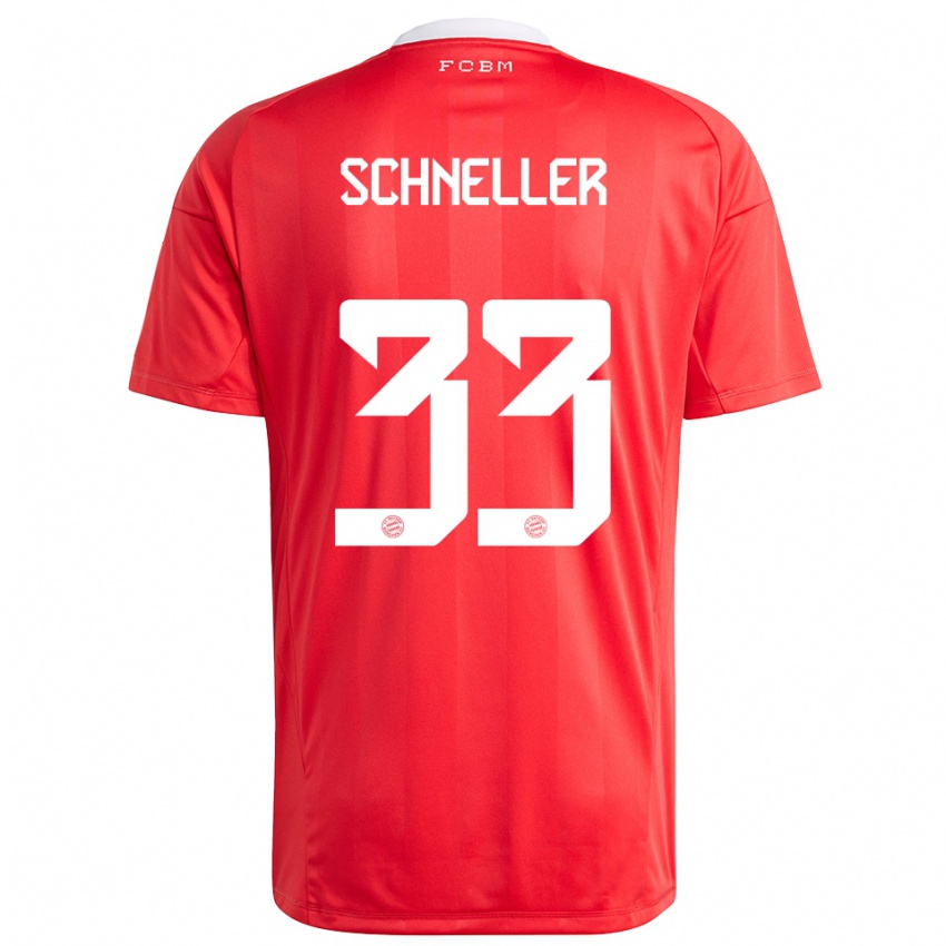 ילדים לוקאס שנלר #33 לבן אדום חולצת שוער 2025/26 חולצה קצרה