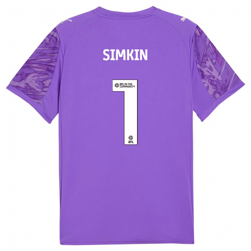 גברים טומי סימקין #1 סגול כהה חולצת שוער 2025/26 חולצה קצרה