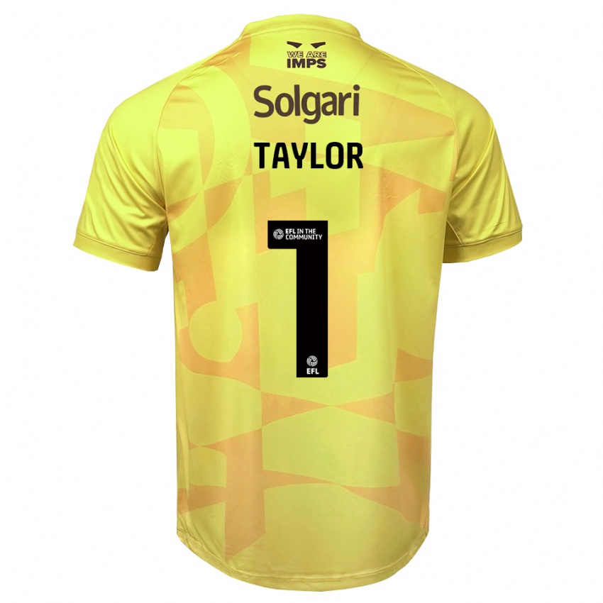 גברים Jaden Taylor #1 שחור צהוב חולצת שוער 2025/26 חולצה קצרה