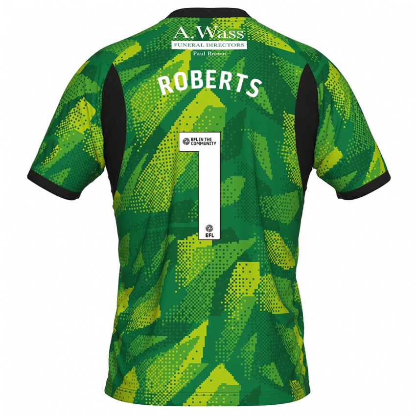 גברים ליאם רוברטס #1 ירוק שחור חולצת שוער 2025/26 חולצה קצרה