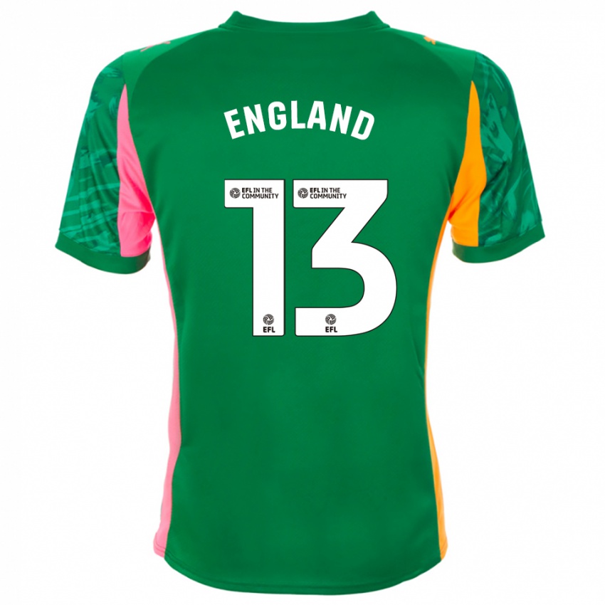 גברים Kurtis England #13 ירוק ורוד כתום חולצת שוער 2025/26 חולצה קצרה