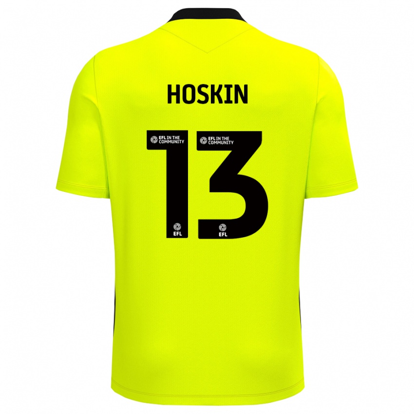 גברים Owen Hoskin #13 שחור צהוב חולצת שוער 2025/26 חולצה קצרה