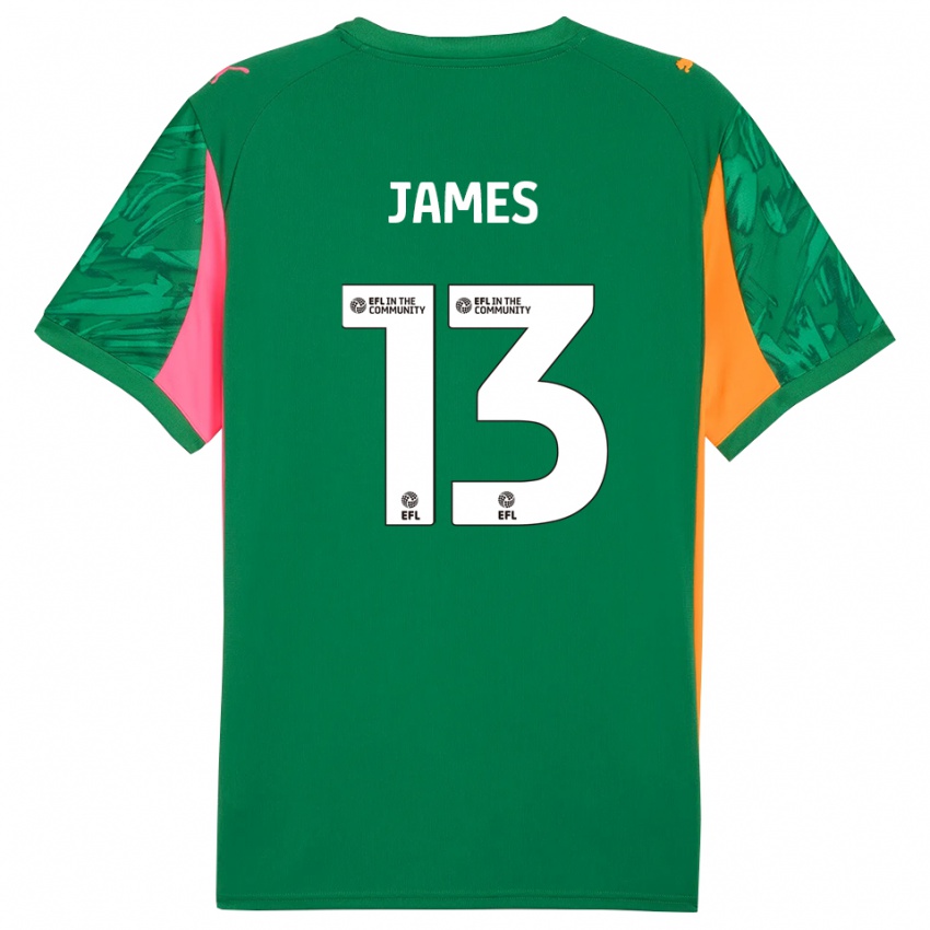 גברים Dominic James #13 ירוק ורוד כתום חולצת שוער 2025/26 חולצה קצרה