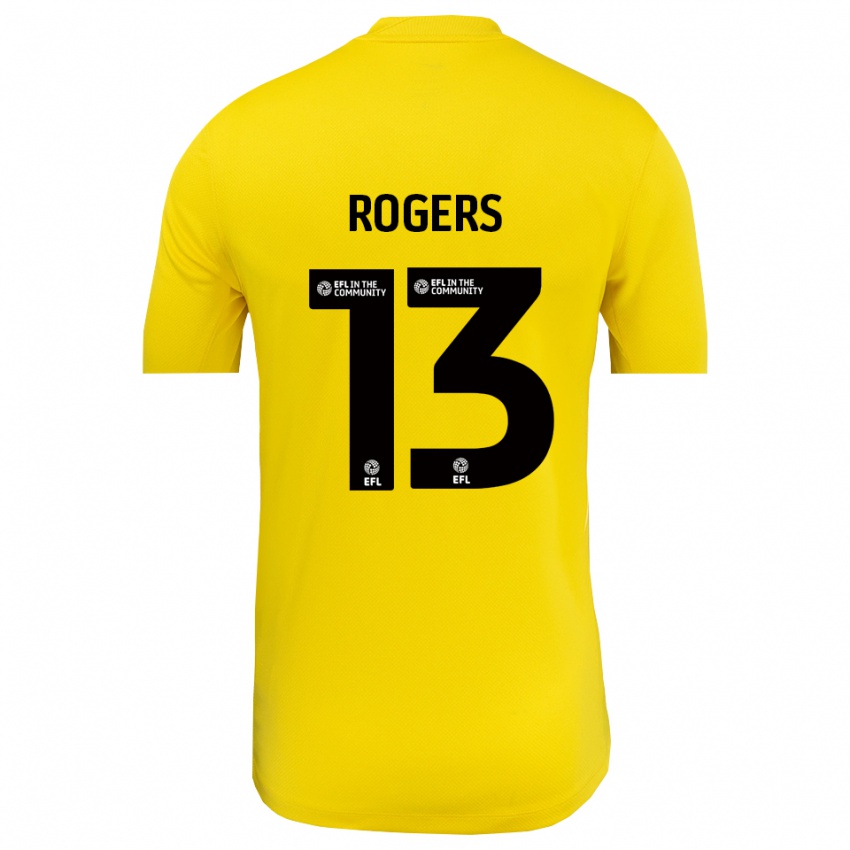 גברים Hayden Rogers #13 שחור צהוב חולצת שוער 2025/26 חולצה קצרה