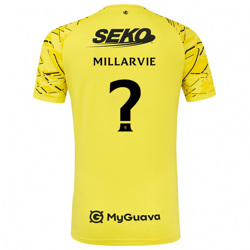 גברים Jaden Millarvie #0 שחור צהוב חולצת שוער 2025/26 חולצה קצרה