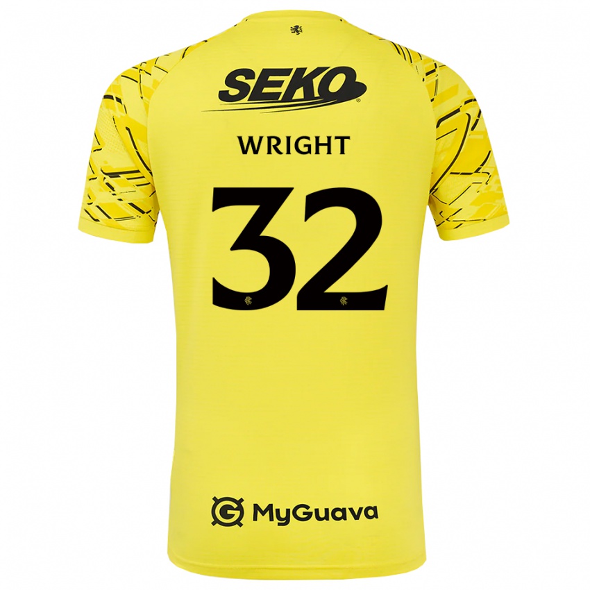 גברים קירן רייט #32 שחור צהוב חולצת שוער 2025/26 חולצה קצרה