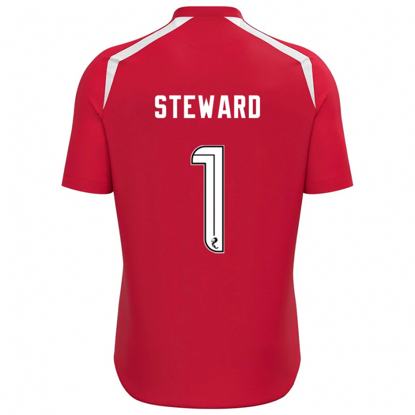 גברים טובי סטיוארד #1 לבן אדום חולצת שוער 2025/26 חולצה קצרה