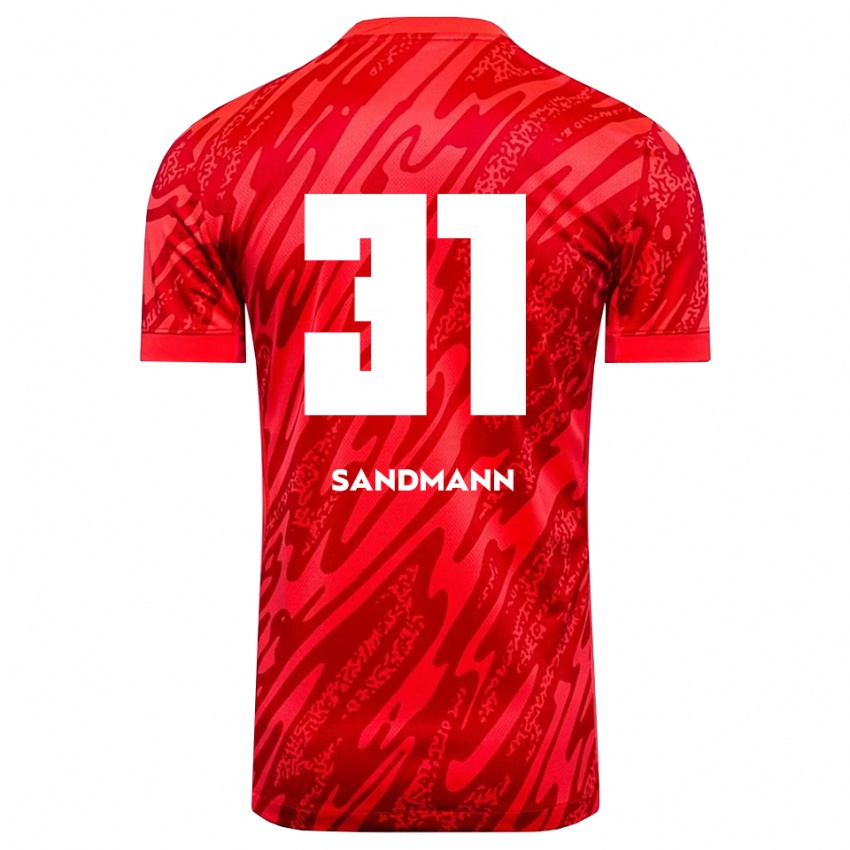 גברים אמנדה סאנדמן #31 אדום לבן חולצת שוער 2025/26 חולצה קצרה