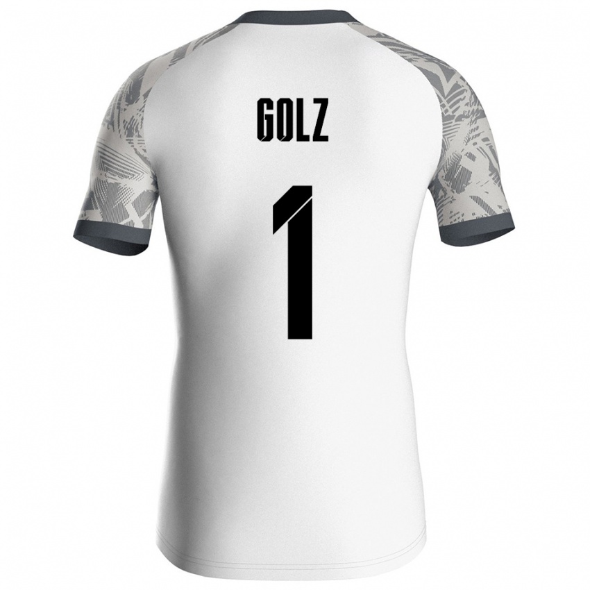 גברים Jakob Golz #1 אפור לבן חולצת שוער 2025/26 חולצה קצרה