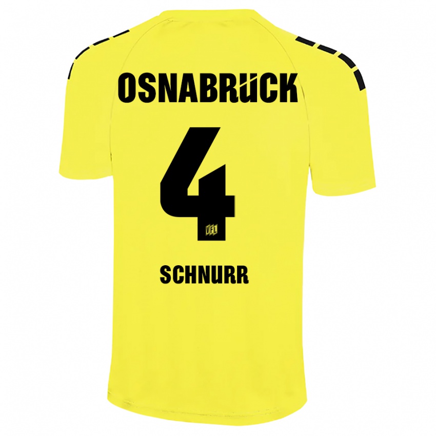 גברים Maxim Schnurr #4 צהוב שחור חולצת שוער 2025/26 חולצה קצרה