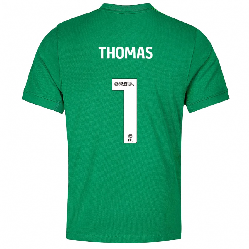 גברים לוסי תומאס #1 ירוק לבן חולצת שוער 2025/26 חולצה קצרה