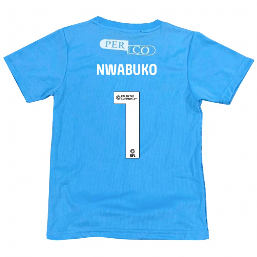 גברים Sam Nwabuko #1 כחול לבן חולצת שוער 2025/26 חולצה קצרה