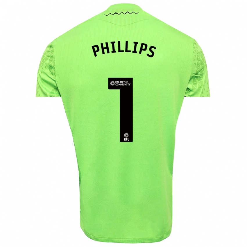 גברים ג'ק פיליפס #1 שחור ירוק ליים חולצת שוער 2025/26 חולצה קצרה