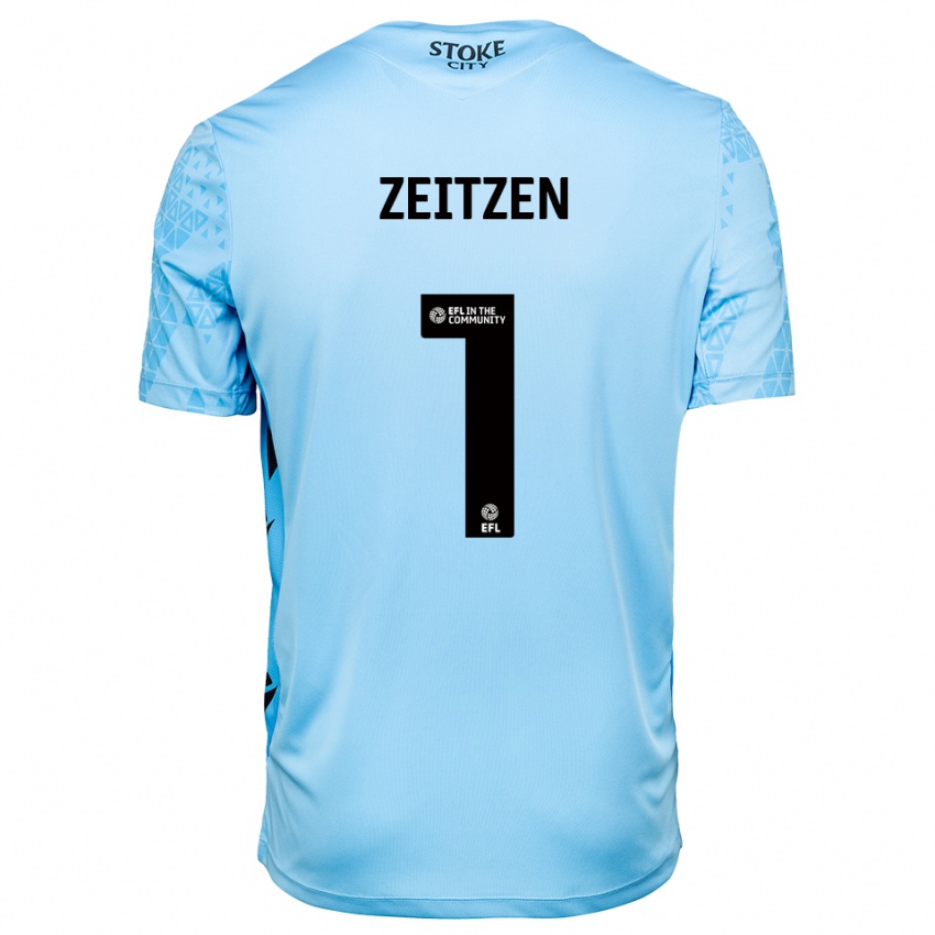 גברים מיכאל זייצן #1 תכלת שחור חולצת שוער 2025/26 חולצה קצרה