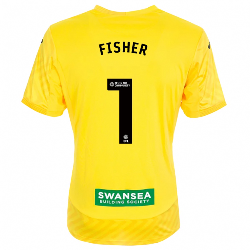 גברים אנדי פישר #1 צהוב שחור חולצת שוער 2025/26 חולצה קצרה