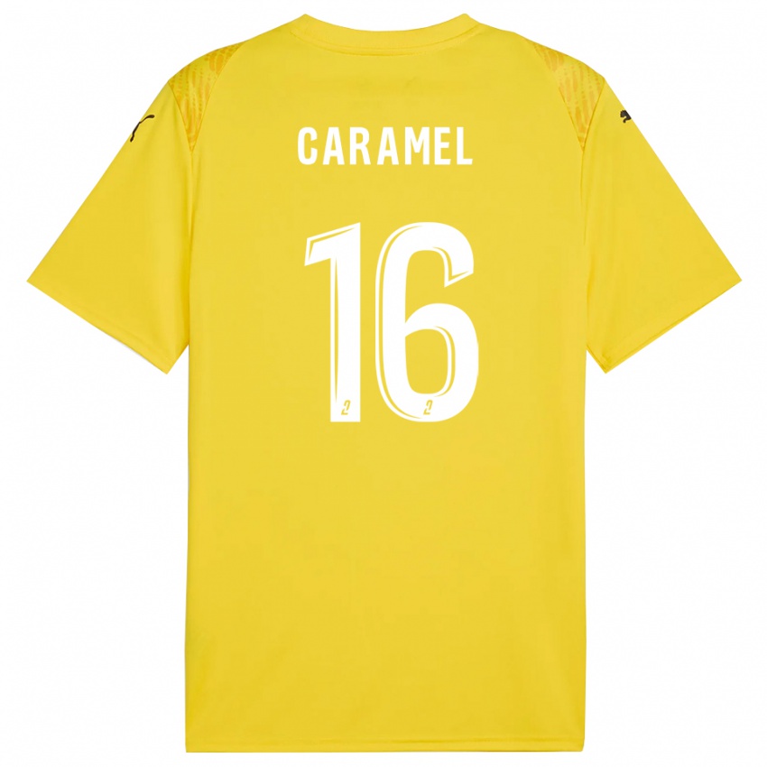 גברים Nicolas Caramel #16 לבן צהוב חולצת שוער 2025/26 חולצה קצרה