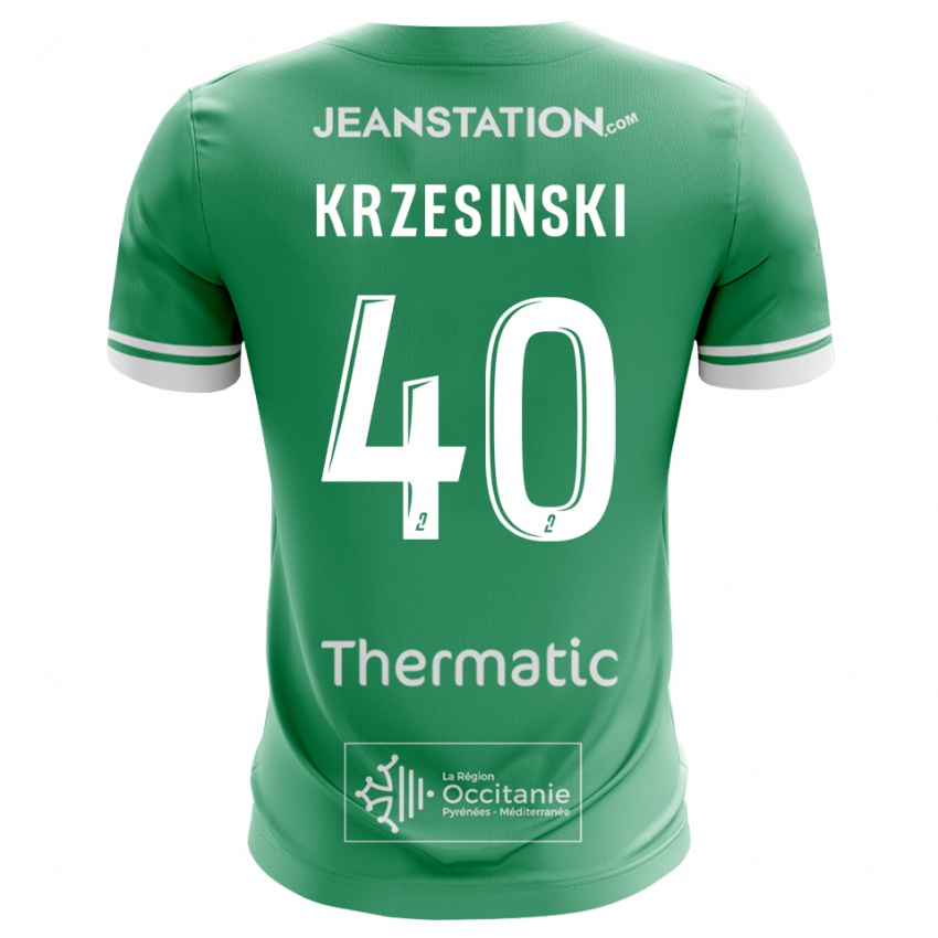 גברים Clément Krzesinski #40 ירוק לבן חולצת שוער 2025/26 חולצה קצרה