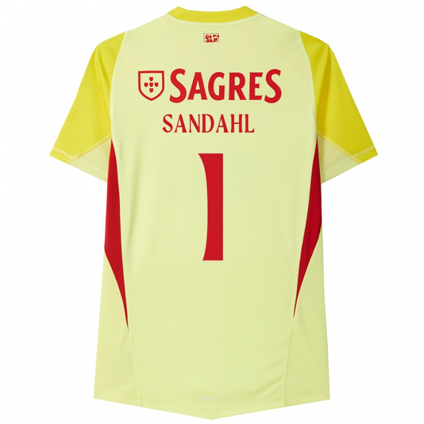 גברים אלכסנדר מטיאס סנדל #1 צהוב אדום חולצת שוער 2025/26 חולצה קצרה