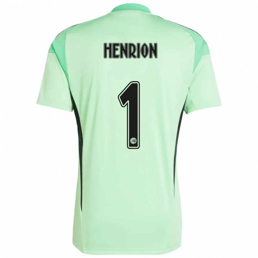 גברים Martin Henrion #1 ירוק בהיר שחור חולצת שוער 2025/26 חולצה קצרה