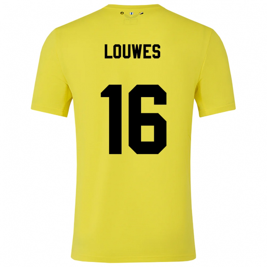 גברים Puck Louwes #16 צהוב שחור חולצת שוער 2025/26 חולצה קצרה