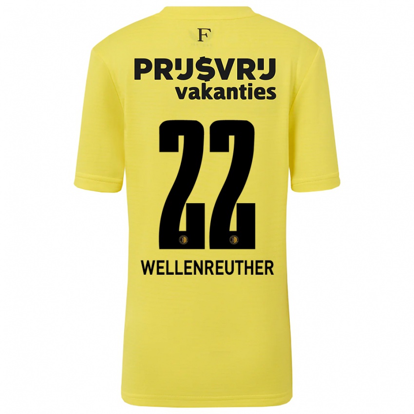 גברים טימון וולנרויטר #22 צהוב שחור חולצת שוער 2025/26 חולצה קצרה