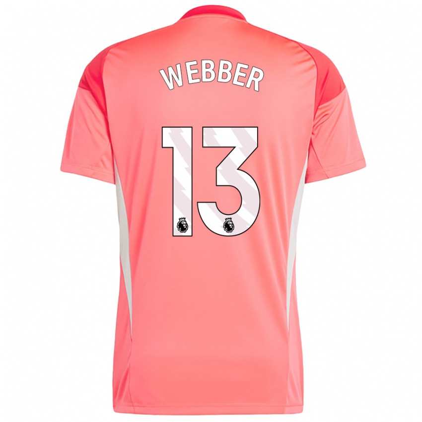 גברים Amber Webber #13 אדום לבן חולצת שוער 2025/26 חולצה קצרה