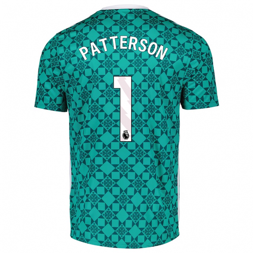 גברים אנתוני פטרסון #1 ירוק לבן חולצת שוער 2025/26 חולצה קצרה