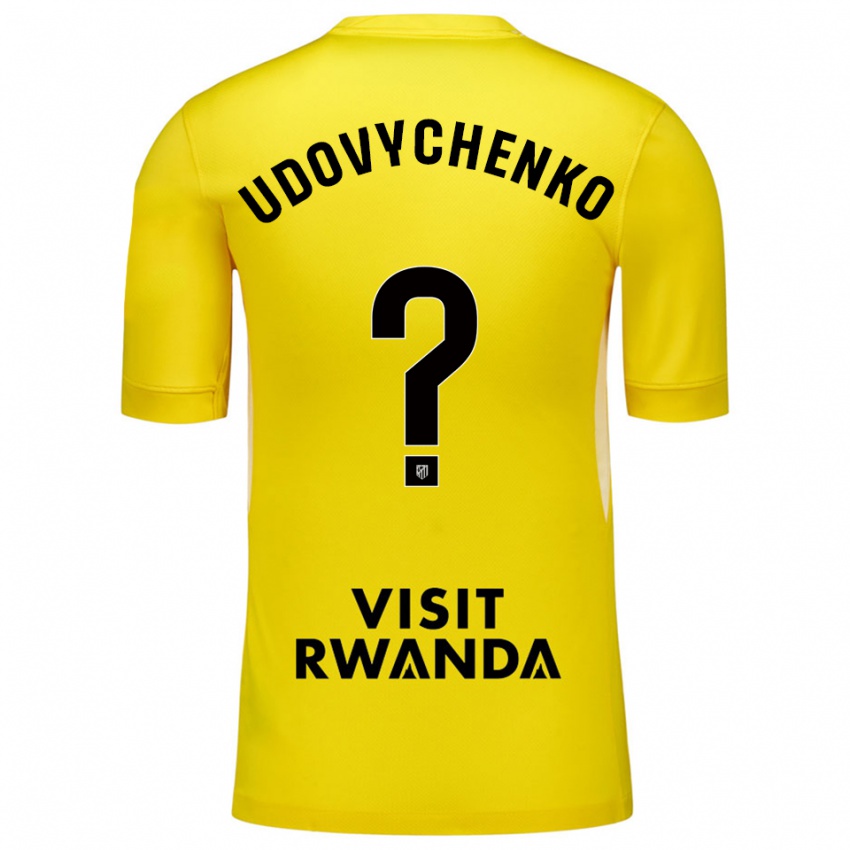 גברים Glib Udovychenko #0 צהוב שחור חולצת שוער 2025/26 חולצה קצרה