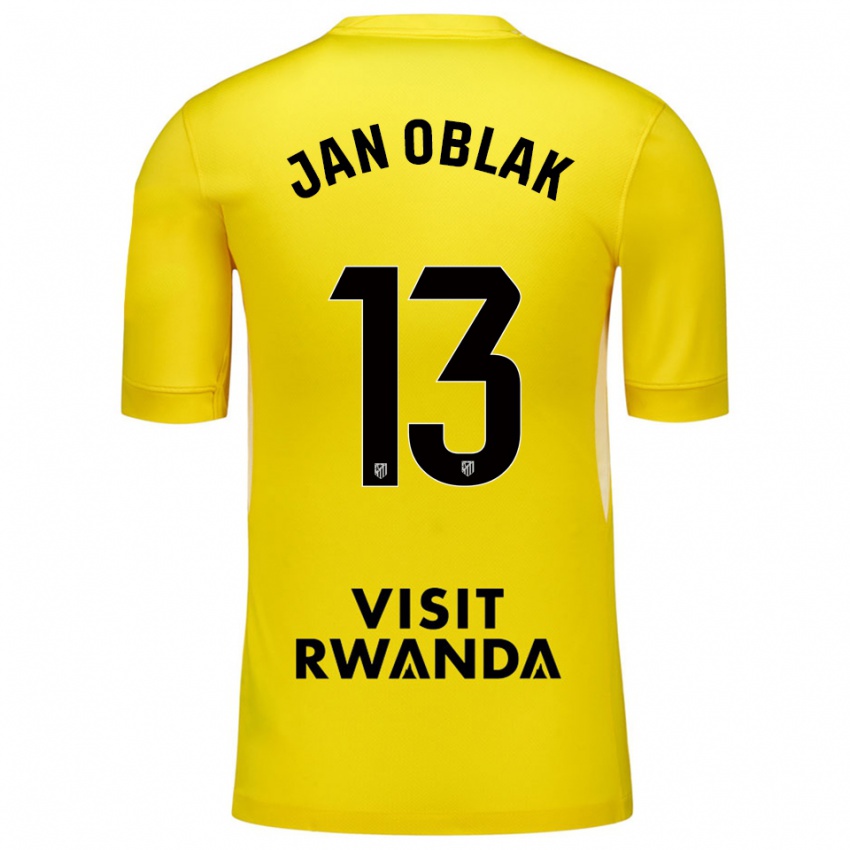 גברים יאן אובלק #13 צהוב שחור חולצת שוער 2025/26 חולצה קצרה