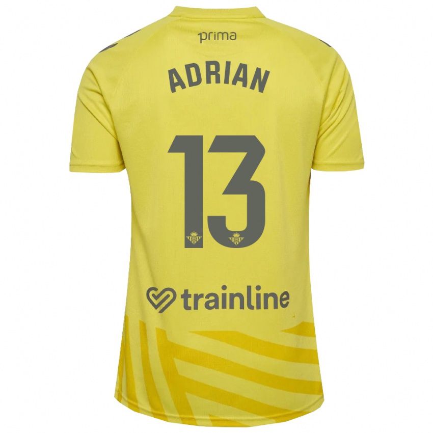 גברים אדריאן #13 צהוב אפור חולצת שוער 2025/26 חולצה קצרה