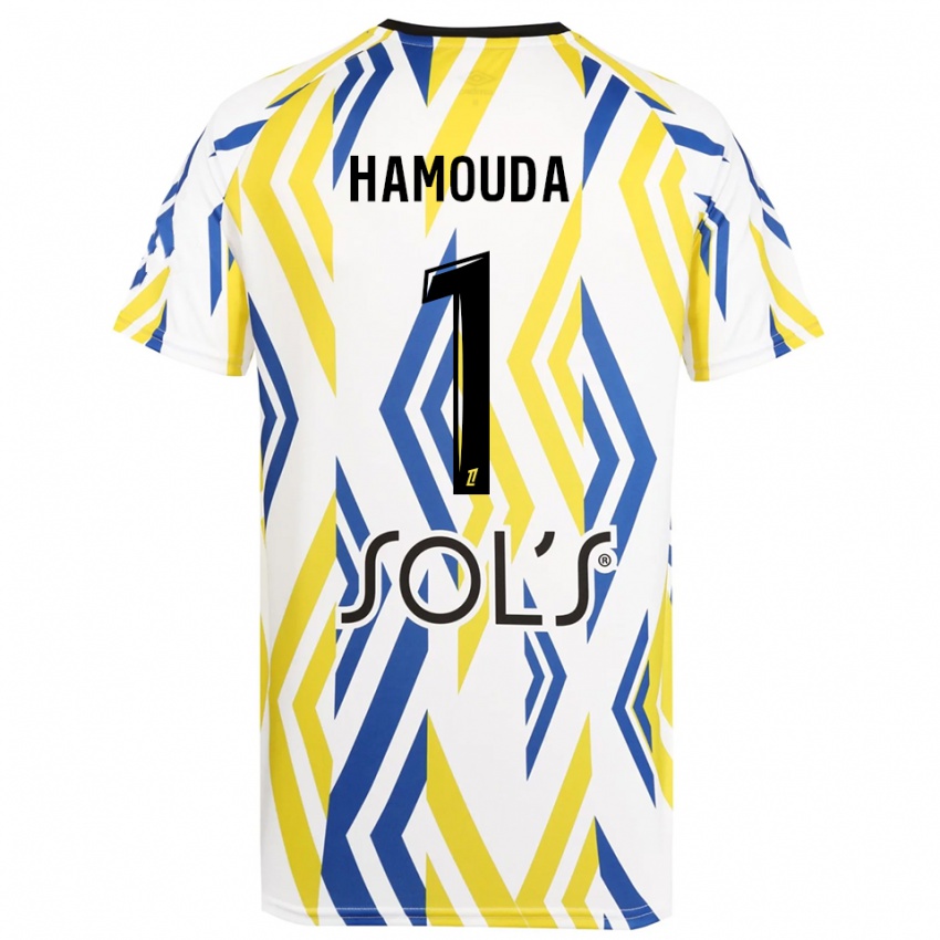 גברים Adel Hamouda #1 לבן אדום כחול חולצת שוער 2025/26 חולצה קצרה