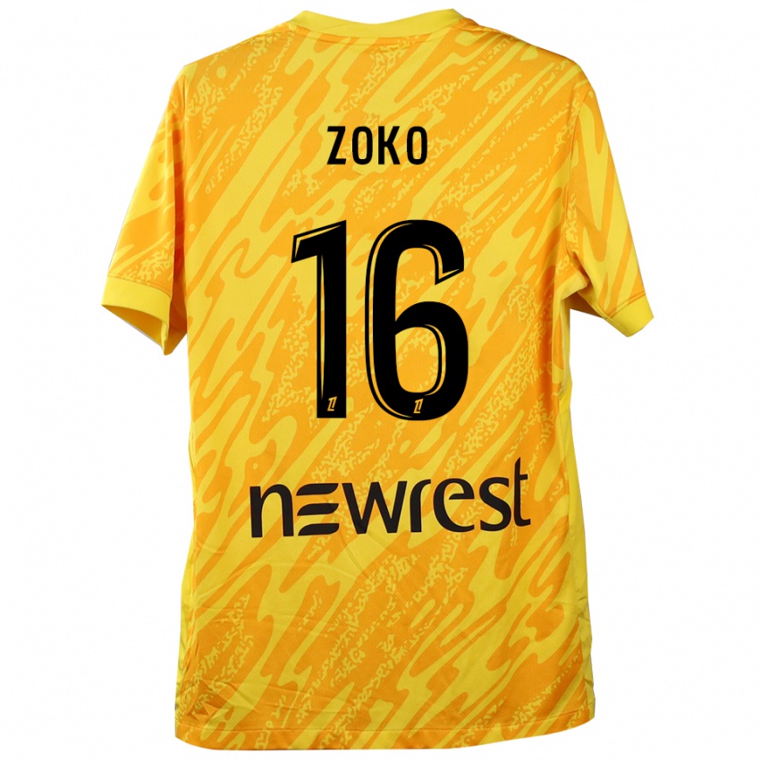 גברים Nathan Zoko #16 צהוב שחור חולצת שוער 2025/26 חולצה קצרה