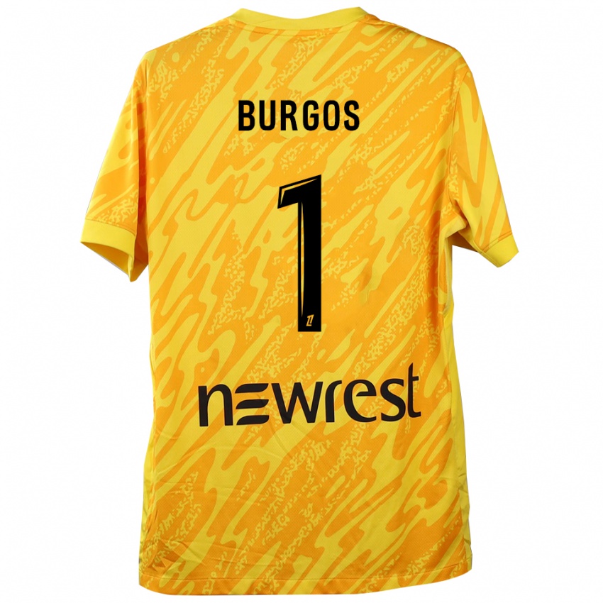 גברים Diego Burgos #1 צהוב שחור חולצת שוער 2025/26 חולצה קצרה