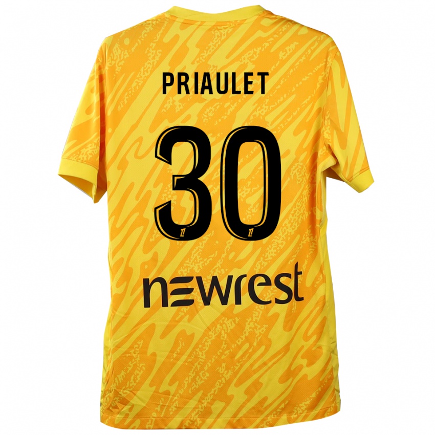 גברים Anaïs Priaulet #30 צהוב שחור חולצת שוער 2025/26 חולצה קצרה