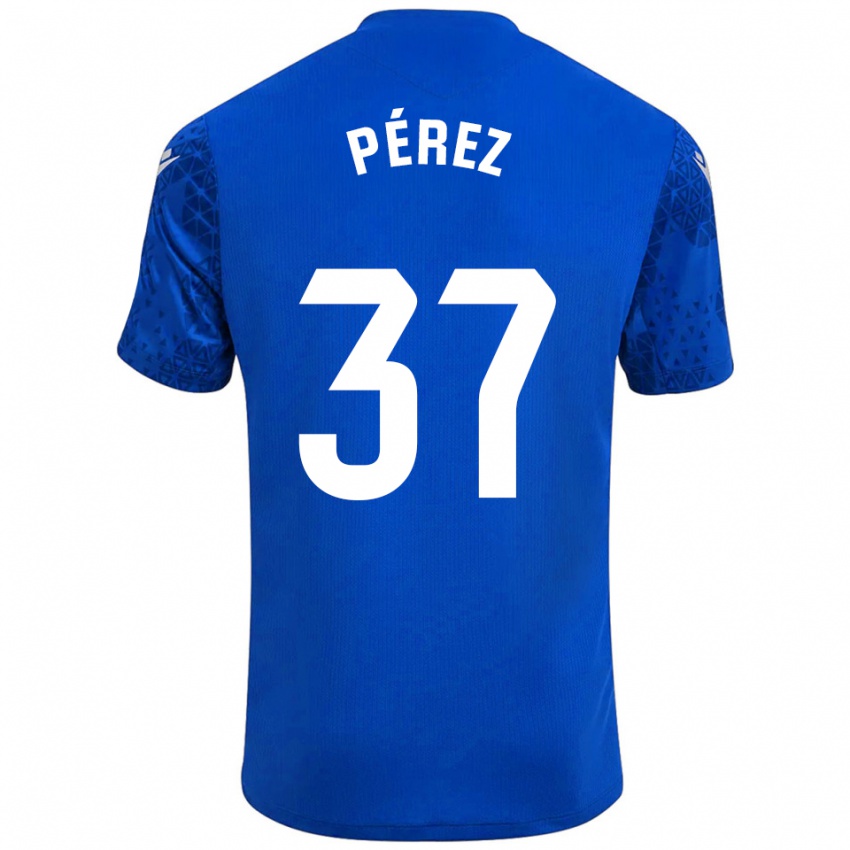גברים David Pérez #37 כחול לבן חולצת שוער 2025/26 חולצה קצרה