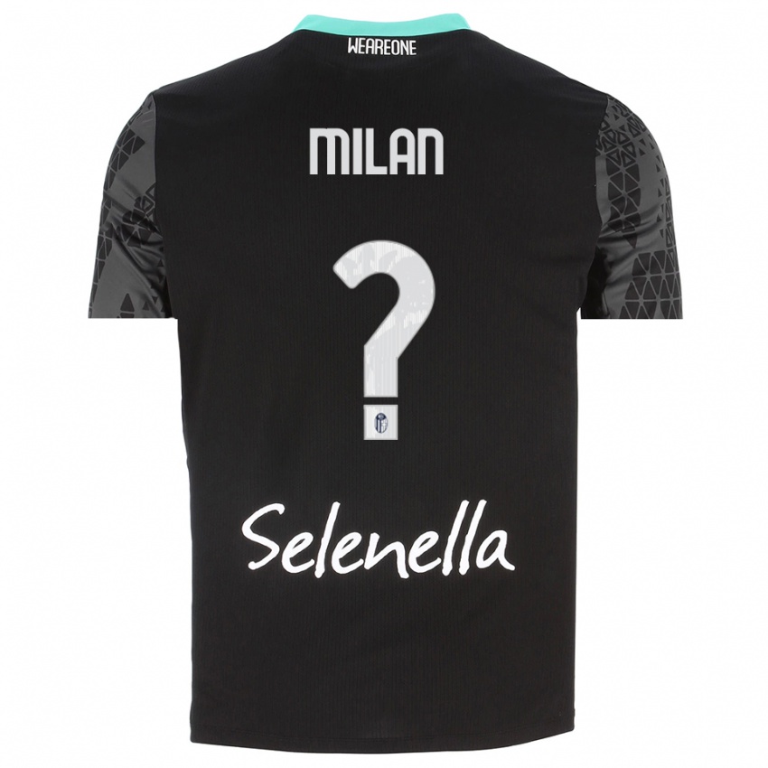 גברים Riccardo Milan #0 אפור שחור לבן חולצת שוער 2025/26 חולצה קצרה