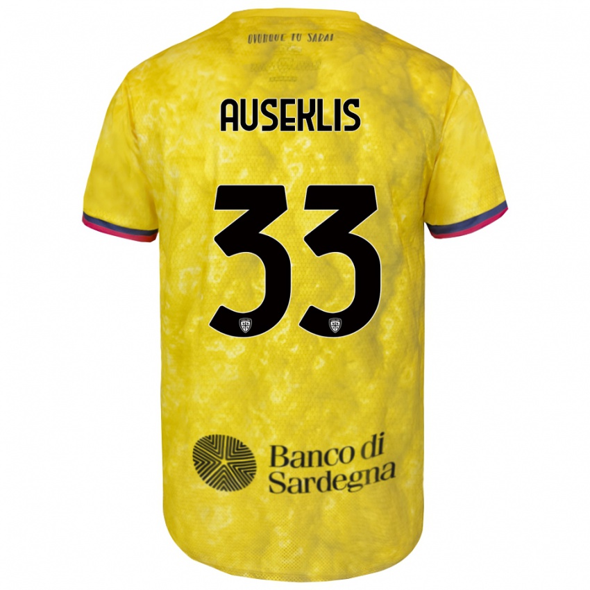 גברים Henrijs Auseklis #33 צהוב שחור חולצת שוער 2025/26 חולצה קצרה