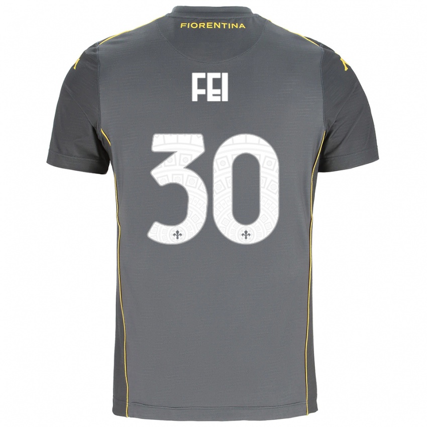 גברים Gianmaria Fei #30 אפור כהה צהוב חולצת שוער 2025/26 חולצה קצרה