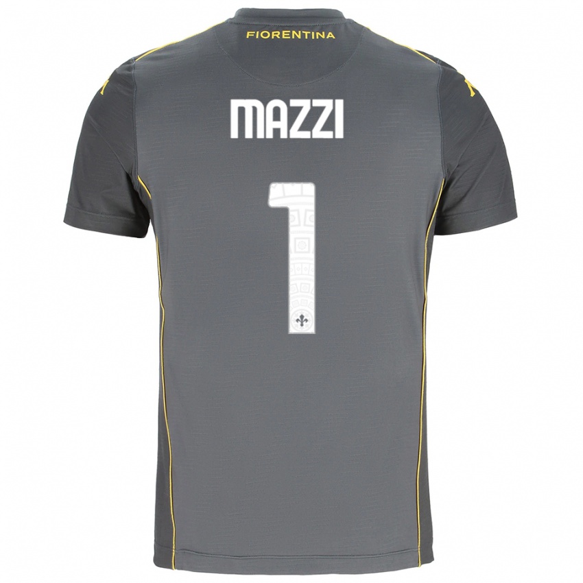 גברים טומאסו מאזי #1 אפור כהה צהוב חולצת שוער 2025/26 חולצה קצרה