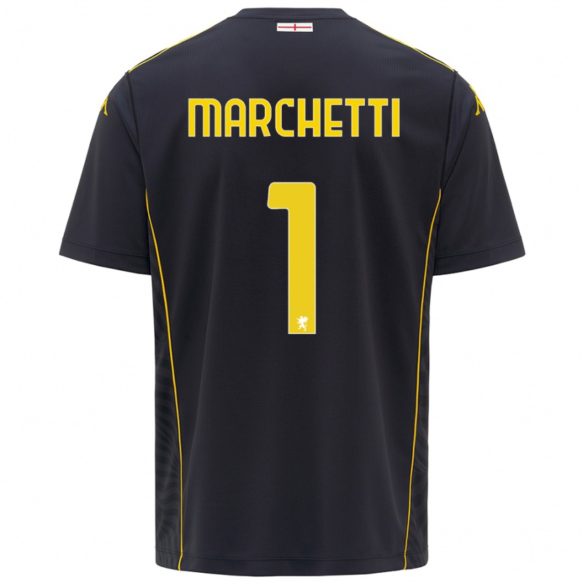 גברים Lisa Marchetti #1 שחור צהוב חולצת שוער 2025/26 חולצה קצרה