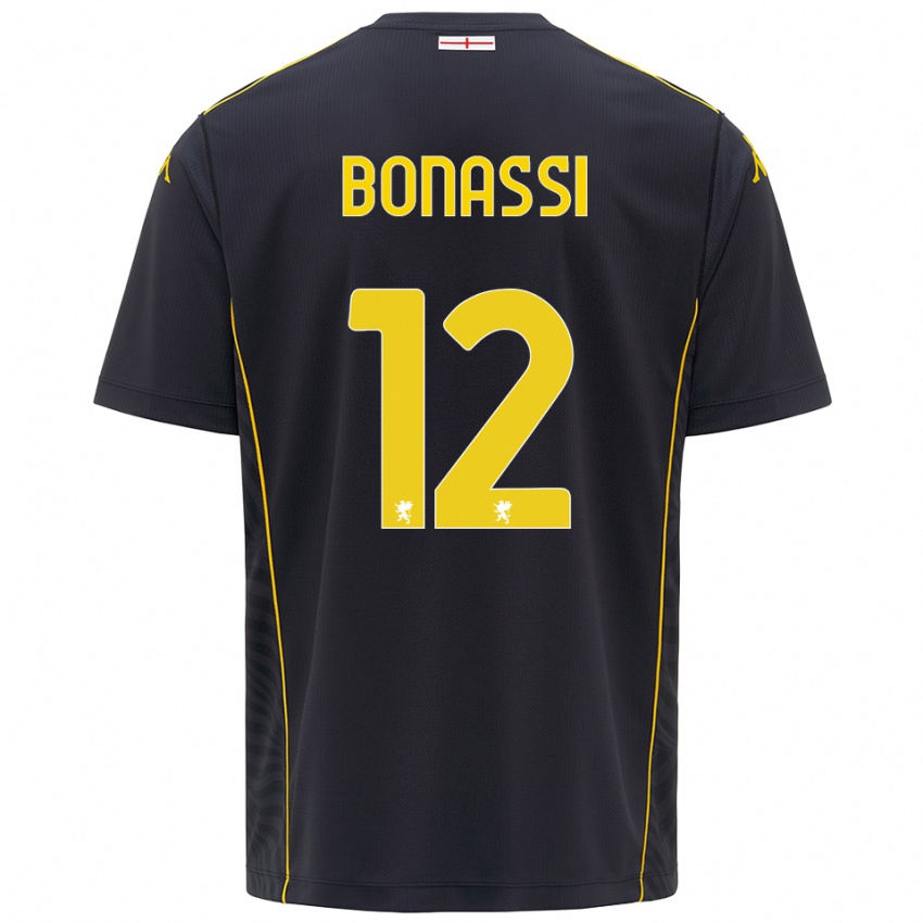 גברים לורנזו בונאסי #12 שחור צהוב חולצת שוער 2025/26 חולצה קצרה
