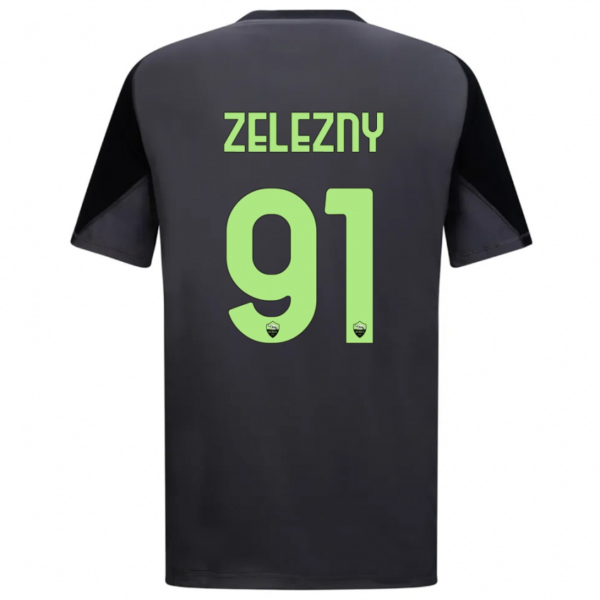 גברים הדוסלאו דומיניק ז׳לזני #91 שחור ירוק בהיר חולצת שוער 2025/26 חולצה קצרה