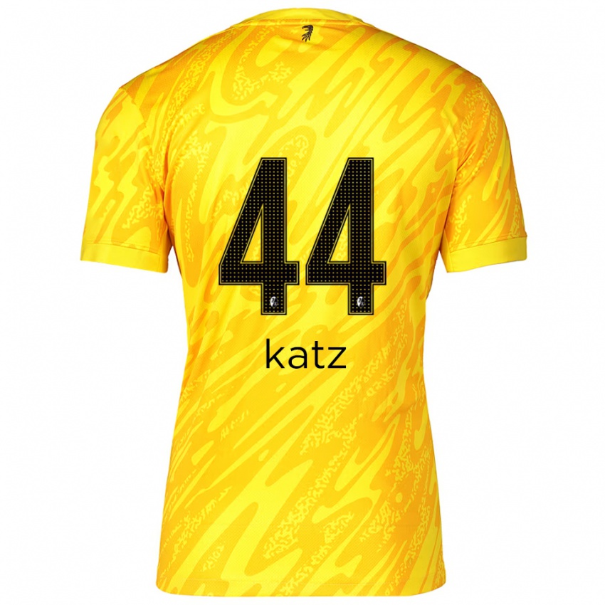גברים קיליאן כץ #44 צהוב שחור חולצת שוער 2025/26 חולצה קצרה