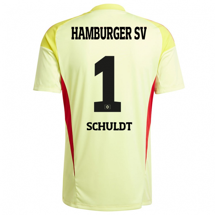 גברים אינגה שולדט #1 צהוב אדום שחור חולצת שוער 2025/26 חולצה קצרה